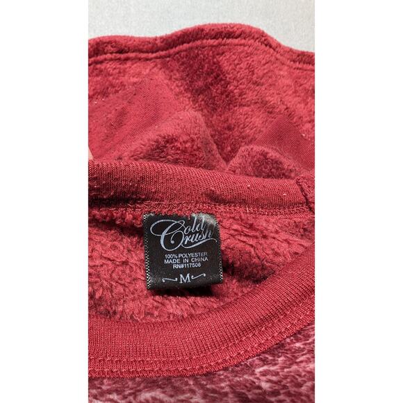 Gold Rush Good Vibe Heart Yin Yang Burgundy Fuzzy Pullover Top Sweatshirt Medium - Picture 4 of 4